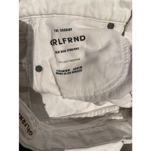 GRLFRND The Cassidy Mid Rise Straight Jeans White Raw Hem Size 26 - Picture 2 of 15